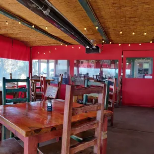Semi outdoor dining with overhead heating system.
