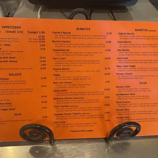 Menu as of 3/15/2022