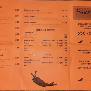 menu and prices