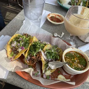 Tacos de birria with a tamarindo margarita