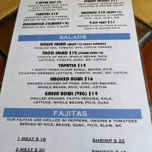 Menu as of 7/16/22.