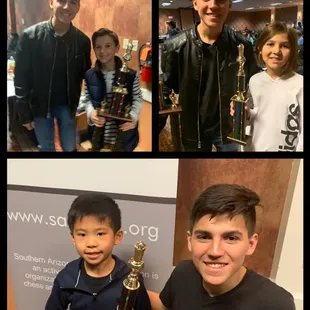 Chess students with their trophies and Coach Matthew!
