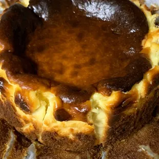 Side View of Basque Cheesecake fresh out of the oven.
