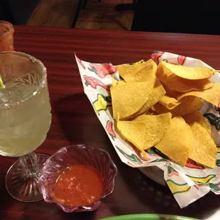 Margarita, Chips &amp; Salsa ( Spicy hot but not "en fuego")