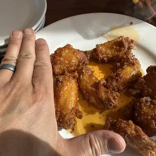 miniscule checken wings.  1 1/2 to 2" long....I kid you not.