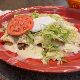 Enchilada Supreme with Cheese Sauce