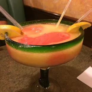 Peach and strawberry margarita!