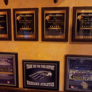 a wall of awards