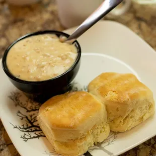 Biscuits and Homemade Sausage gravy.