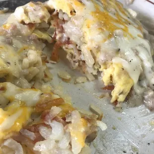 Country omelette with onions added