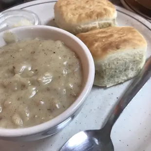 Biscuits with a side of country sausage gravy