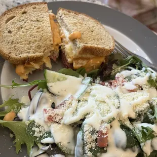 Reuben sandwich with a salad