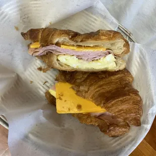 Breakfast sandwich on a croissant