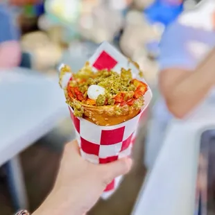 Luigi and Guido Cone (cheese tortellini in a garlic bread cone)
