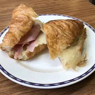 Hot ham and cheese croissant