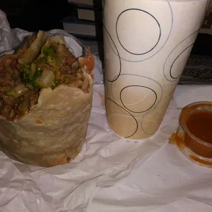 Burrito de Carne Asada and Diet Coke no ice.