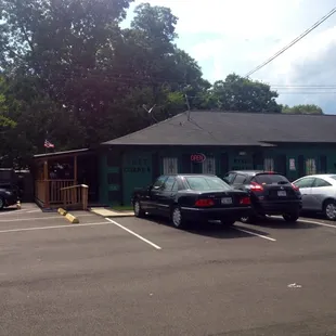 View from parking lot and patio area