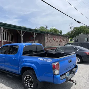 blue pickup truck