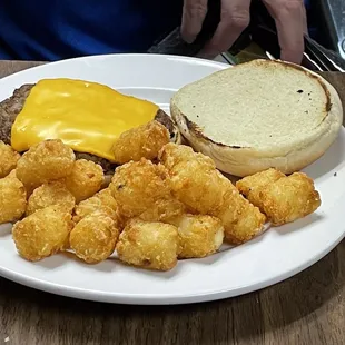Burger with tots