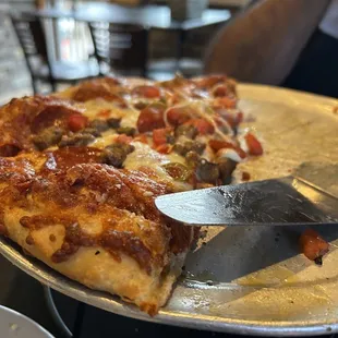 We had antipasto salad with blue cheese and medium pizza.  So so good.  Thank you.