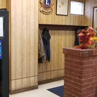 a refrigerator and flowers