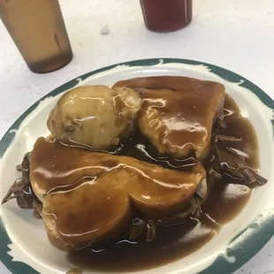 The famous Hot Beef Sandwich