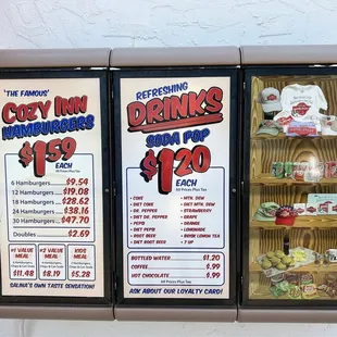 Cozy Inn Menu - Hamburgers and Hamburger meals