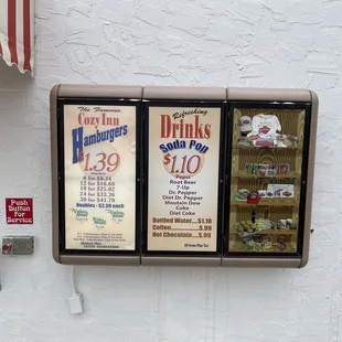 Menu board at order window.
