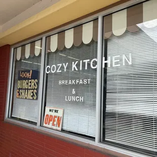 the outside of a cozy kitchen