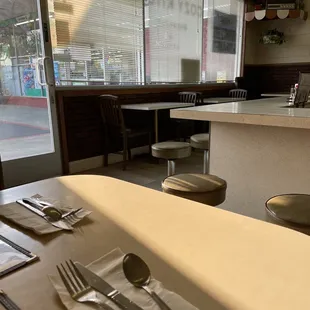 Delightfully retro coffee shop. Eat at a booth or the center counter