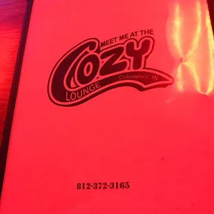 the menu for the restaurant