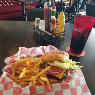 Cozy Burger, 1/2 lb patty with American cheese.