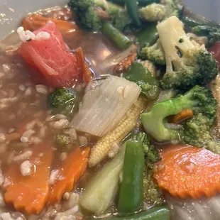 Sautéed Vegetables in ginger sauce with brown rice