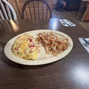 Denver omelette and hashbrowns brown
