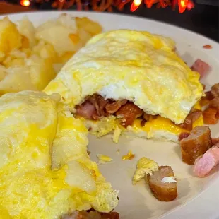 Detail of meat omelette