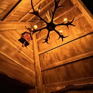 Antler lights in one of the two cabines