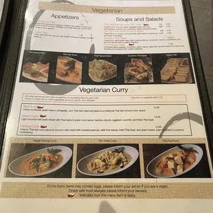a menu for vegetarian curry