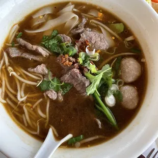 Beef pho with thick noodles