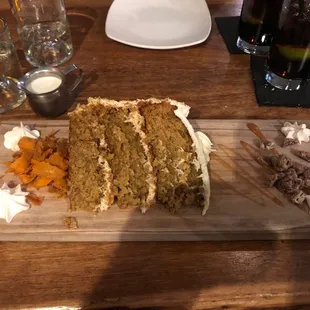 Carrot cake! OMG so good! It's huge though so be prepared!