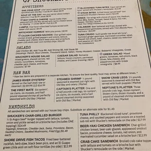 The menu