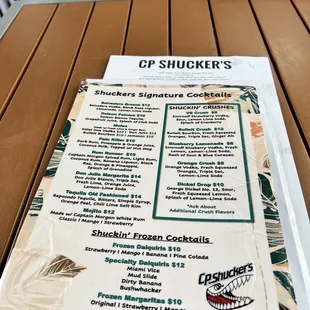 Drink menu