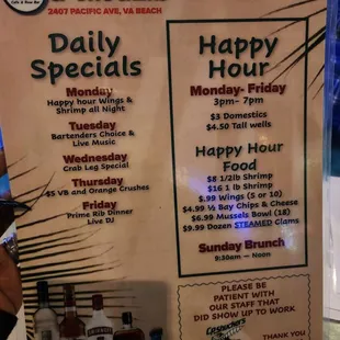 menu