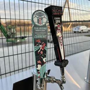 Varieties of Boule on tap under the scoreboard.