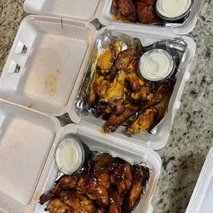 chicken wings and fried chicken, food