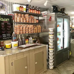 the inside of a deli shop