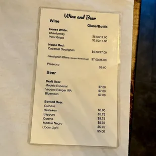 menu