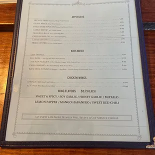 menu