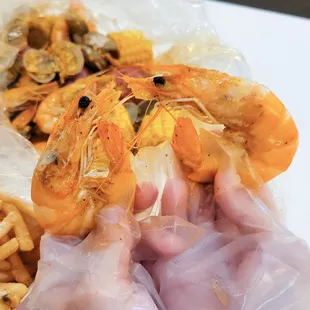 1 Pound Shrimp &amp; 1 Pound Clam with Potato and Corn with House Special Sauce (IG: @kristys.kravings)