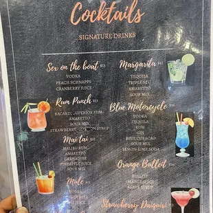 Cocktail menu
