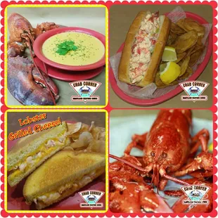 Whole Maine Lobster Flown in live! Lobster Bisque, Lobster Rolls and Lobster Grilled Cheese!!